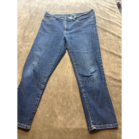 LRL Lauren Jeans Co. Ralph Lauren Women's Blue Straight Leg Denim Jeans 12 - Picture 1 of 5